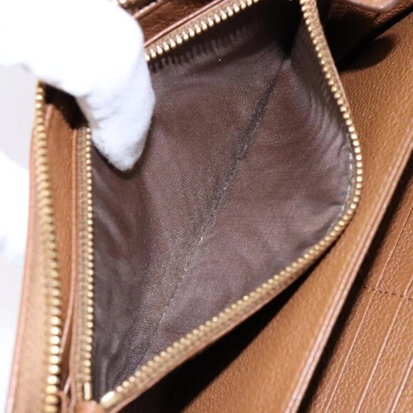 PRADA Long Wallet Leather Brown Gold Auth 133495 - Picture 10 of 16